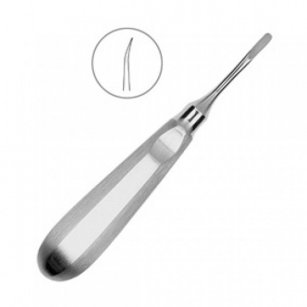 Люксатор изогнутый, 4 мм гладкая ручка, HLW Dental Instruments (Германия)
